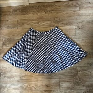 J. Crew Blue and White Linen Gingham Pattern Skirt
